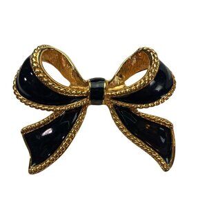 Vintage 80s Kenneth Jay Lane KJL Avon Black Bow Necklace Enhancer Pendant